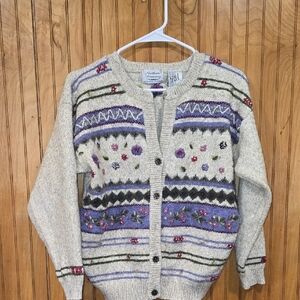 Vintage Northern Reflections Embroidered Patterned Cardigan Size Medium